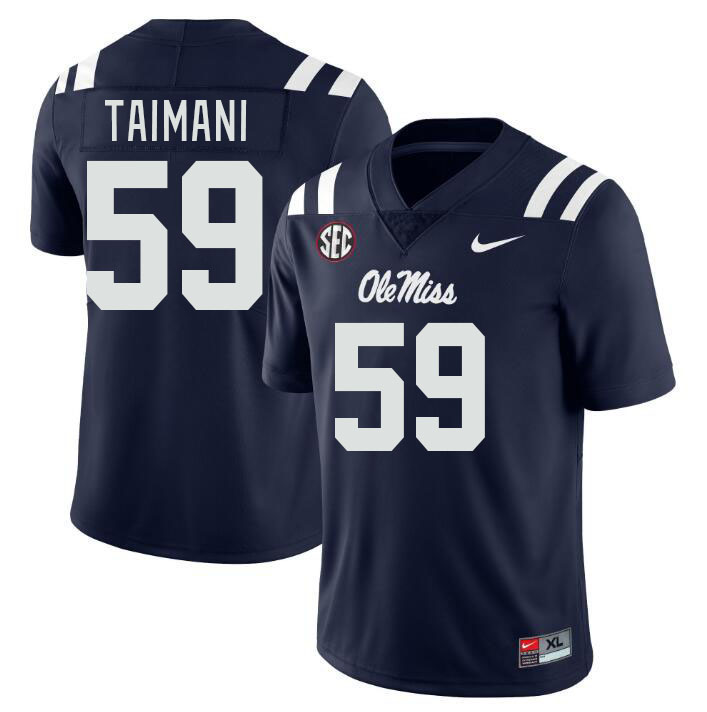 Men #59 Mana Taimani Ole Miss Rebels College Football Jerseyes Stitched Sale-Navy
